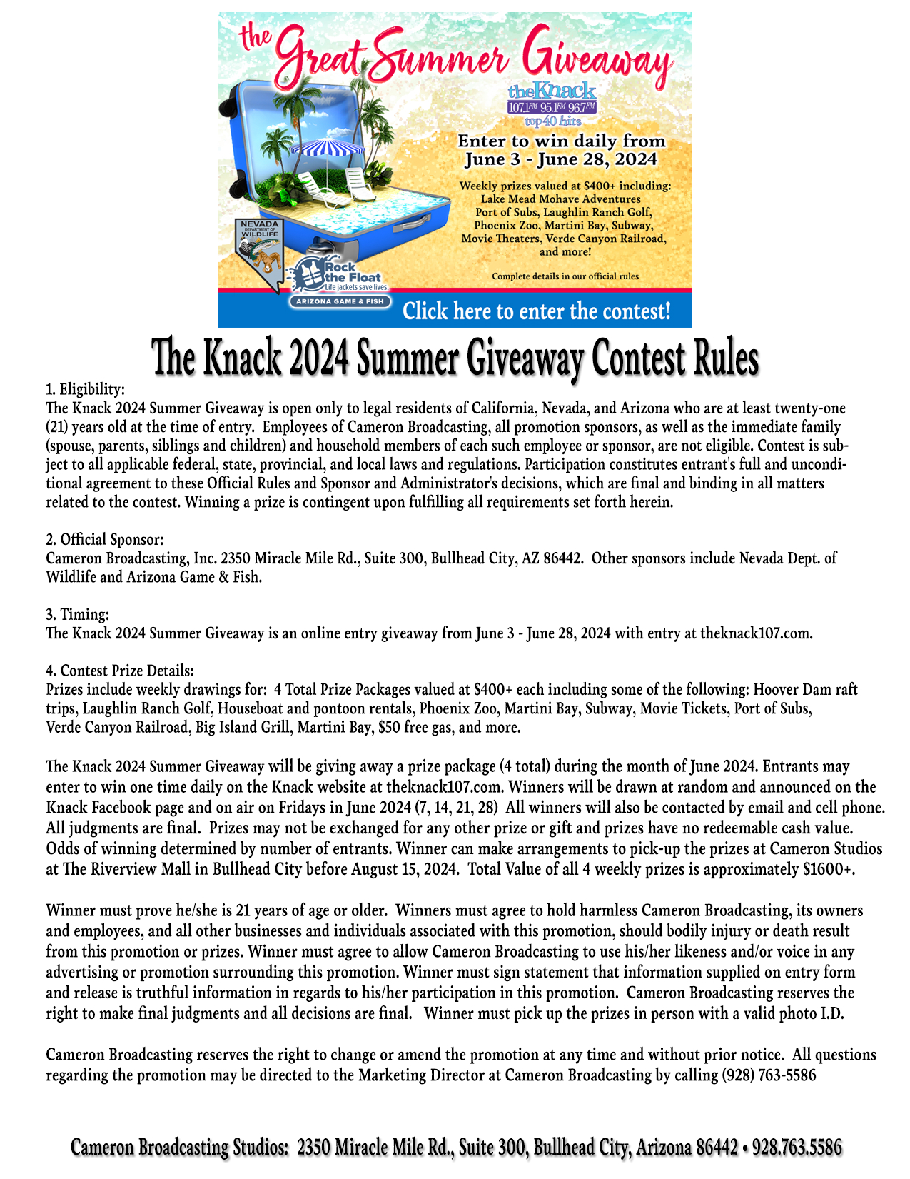 The Knack 2024 Summer Giveaway Contest Rules